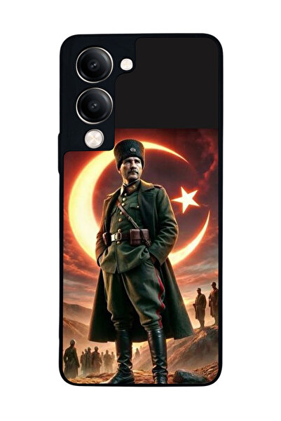 Aksel Kılıf متوافق مع Vivo Y19 5G مطبوع ، أسود غير لامع، سيليكون ناعم، واقي، ...