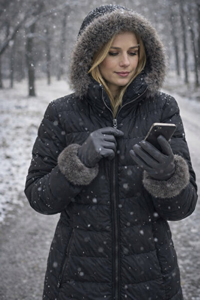 FİxTEKNO Dokunmatık Uyumlu Ozel Isaret Parmagında Papatya (Önü Süet Arkası Derı)