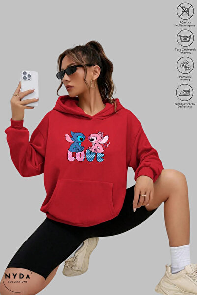 Nyda Collections Unisex Hoodie Long Sleeve Stitch and Angel Love Printed Hood...