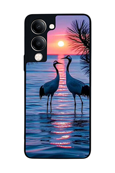 Aksel Kılıf متوافق مع Vivo Y19 5G مطبوع ، أسود غير لامع، سيليكون ناعم، واقي، ...