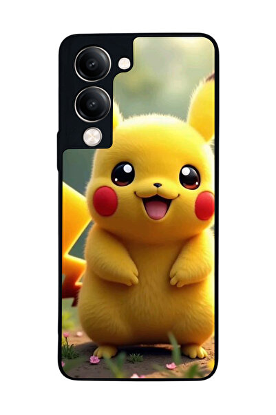 Aksel Kılıf متوافق مع Vivo Y19 5G مطبوع ، أسود غير لامع، سيليكون ناعم، واقي، ...