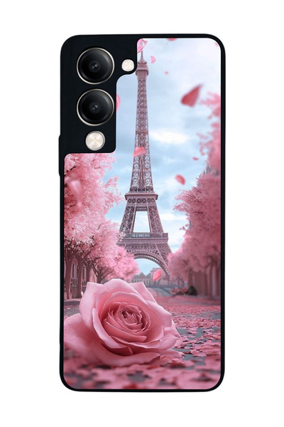 Aksel Kılıf متوافق مع Vivo Y19 5G مطبوع ، أسود غير لامع، سيليكون ناعم، واقي، ...