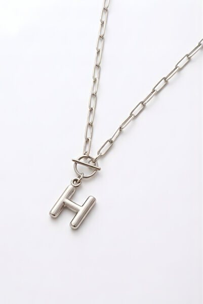 Parmas Design Bombe Harf Kişiye Özel Ataç Zincirli 925 Ayar Gümüş Kadın Kolye