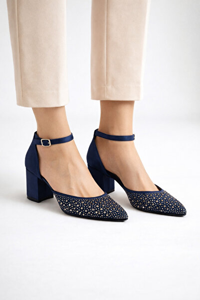 Firibu Women's Pointed Toe Open Back Heeled Evening Dress Shoes – Stoned - Si...