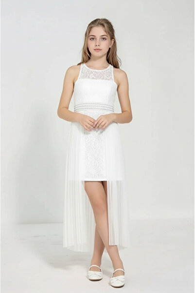 JOGCO Rochie pentru fete cu detaliu din tul alb pentru ocazii speciale - Desi...