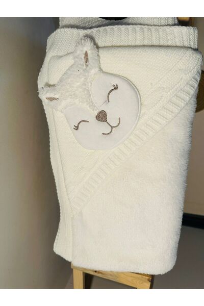 Yesda Bebe Welsoft Astarlı Şapkalı Triko Bebek Battaniyesi Sevimli Figür|Yeni...