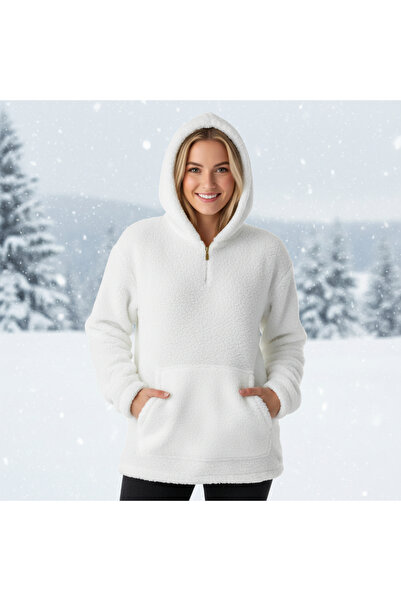 MİLAYS LİFE HOME COLLECTİON Women's Welsoft Lamb Textured Front Pocket Hooded...