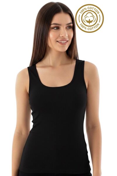 Özten İç Giyim 100% Cotton Breathable Ribbed Fabric Wide Strap Skin Women's T...