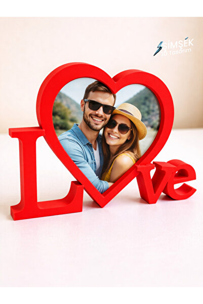 Şimşek 3D Love Dekoratif Kırmızı Fotoğraf Çerçevesi & Fotoğraf Kesme Kalıbı -...