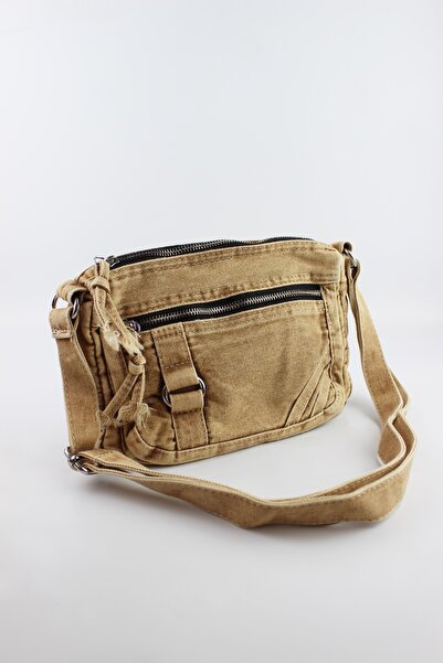 İLKYAZ Vintage Women's Denim Fabric Zipper Closure Saffron Small Size Cross S...