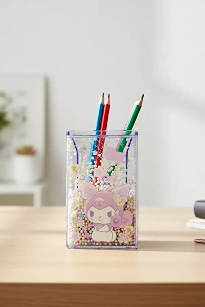 SANRIO Lisanslı Kuromi Çiçek Dili Işıltılı Kalem Tutucu