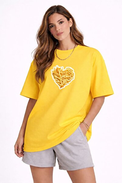 ArtYus Heart Fried Potatoes Printed Unisex T-Shirt
