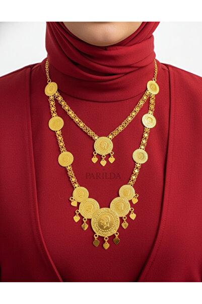 Parılda Premium Altın Kaplama 5 Liralı Akıtma Madonna Kolye