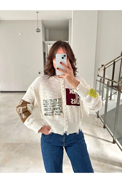 Sude Kızanlıklı Brand Model Twst Jacquard Patched Knitwear