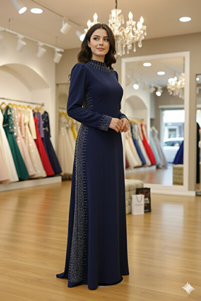 Ayşe Tesettür Zarif Drapeli Uzun Sıla Gece Elbisesi: Düğün, Nişan Tesettür Ab...