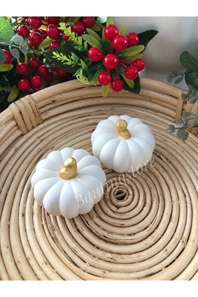 Bautinq Store 2 li dekoratif el yapımı beton kabak obje balkabağı süs kabağı ...