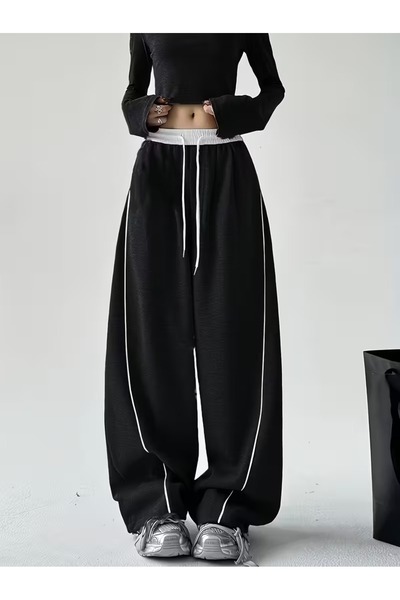 Karatopak Harajuku Zip Detail Tracksuit Oversize Yüksek Bel Ön Arka Biyeli Eş...
