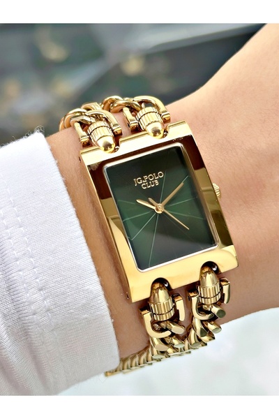 JG. Polo Club Special Design Steel Band Steel Case Gold-Green Color Women Wri...