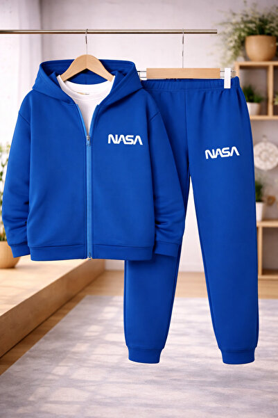 Kids Nasa Baskılı Çocuk Kız Ve Erkek Sevimli ve Havalı Günlük 2 li Alt Üst Takım