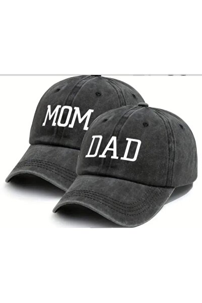 alka Anne & Baba Kombin Beyzbol Şapkası Seti – Vintage Yıkamalı Denim Tasarım