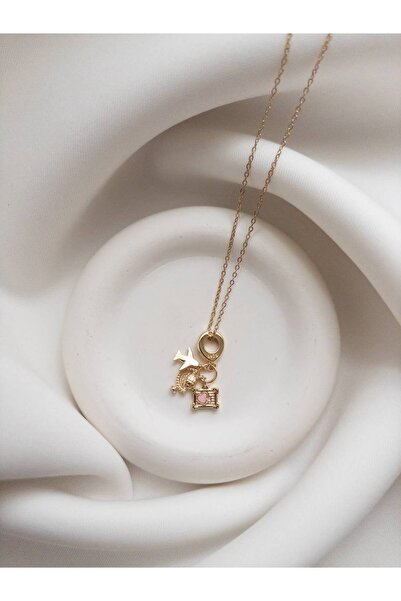 Minne Jewelry-Accessory قلادة سلسلة فولاذية - قلادة بتصميم الطائرة والحقائب -...