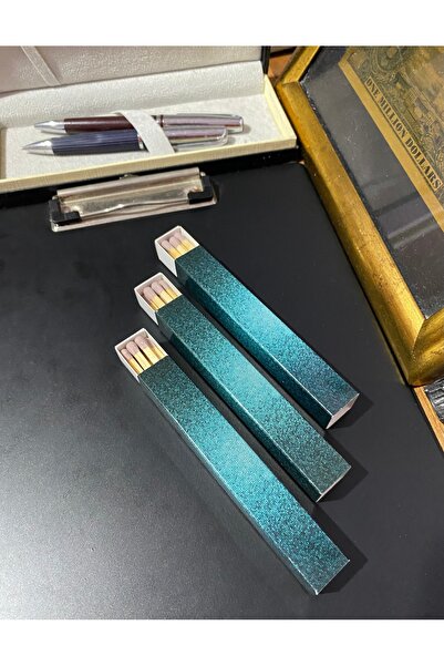 FireRoy Şık Turkuaz Parlak Şömine Kibriti – 3’lü Set Dekoratif Uzun Kibrit