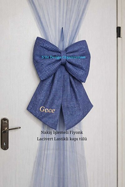 s'he design organizasyon زخرفة باب على شكل فيونكة مطرزة بالاسم وشريط تول مطاط...