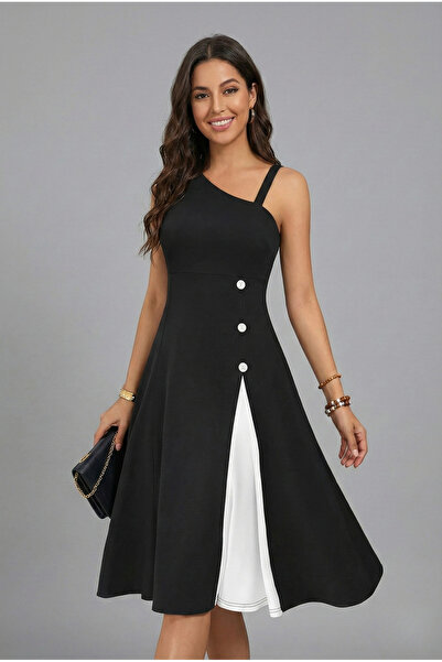 MetuCA Women's Blue Patterned Janjan Crepe Fabric Guipure Waist Detailed Slit...