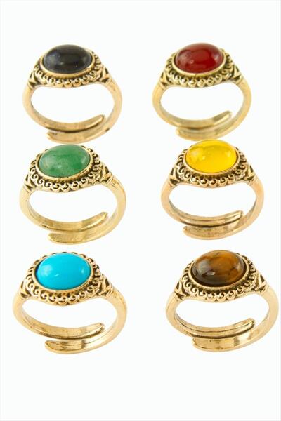 CT STONES Oval Doğaltaşlı Otantik Yüzük