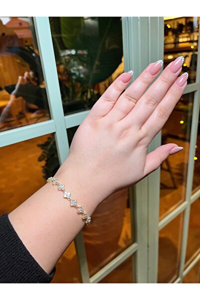 XUPİNGS JEWELRY Xuping 14K Altın Kaplama Zirkon Taşlı Yonca Model Bileklik