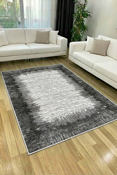 CENTER AVM Gri Halı Salon Halısı Makinede Yıkanabilir Halı Kaymaz Taban Halı