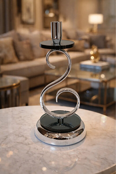 Urbanza Modern Chrome Candle Holder with Glass Base – Elegant Table & Home De...