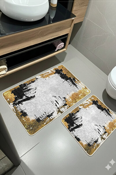 MyDecoRoom مجموعة سجادة حمام مزخرفة مضادة للحساسية وقابلة للغسل في الغسالة وم...