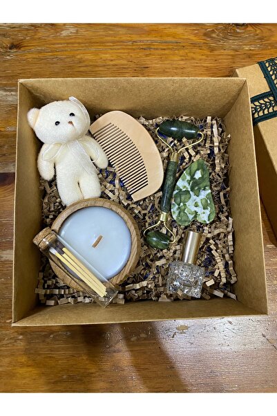 Sweet 2’li yeşim taşı , Kalpli gua sha masaj aleti seti ,hediye kutusu,ahşap ...