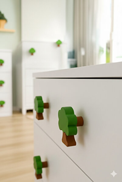 Rekatech Özel Tasarım Ağaç Desenli Çocuk Odası Kulpları- Tekli