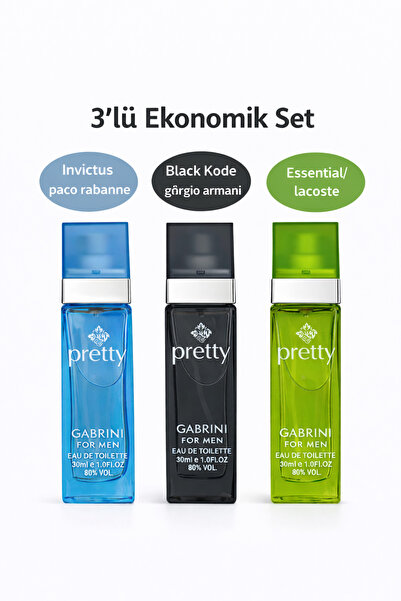 Lesvip's 3'lü ekonomik erkek parfümü seti edt 30ml