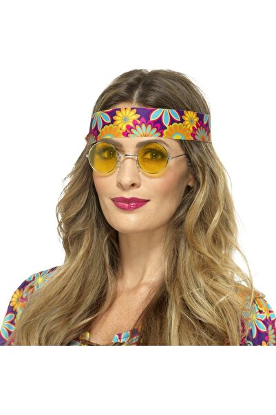 Skygo Yuvarlak Cam John Lennon Tarzı Hippi Gümüş Çerçeveli Sarı Gözlük