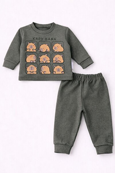 Oz Baby Capybara Patterned Baby Tracksuit Set |   Unisex |   Daily Comfortabl...