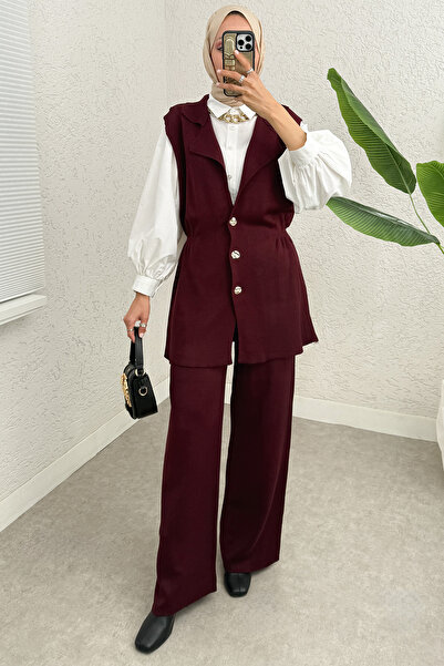 DPARİS Комплект панталони с маншети от трикотаж, бордо