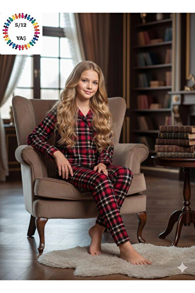 BİGÜMEX Children's Unisex Plaid Suede Pajama Set