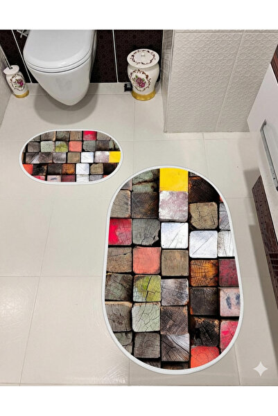 MyDecoRoom مجموعة سجادة حمام مزخرفة مضادة للحساسية وقابلة للغسل في الغسالة وم...