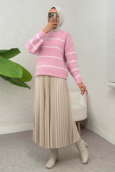 DPARİS Striped Sweater Sweater Pink