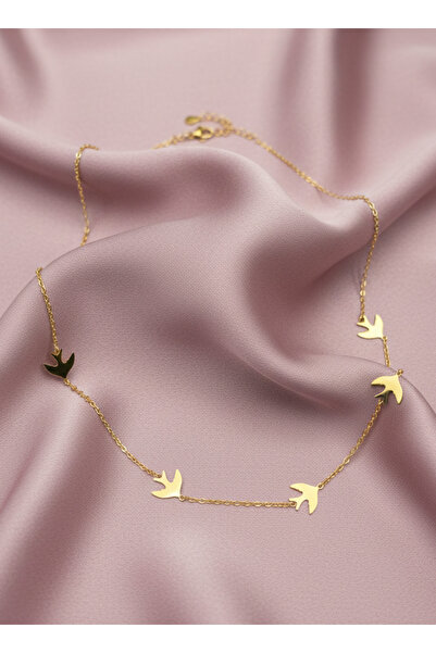 GKCBijoux Kararmaz 316L Çelik Gold Kırlangıç Kolye - Suya Dayanıklı Minimal K...