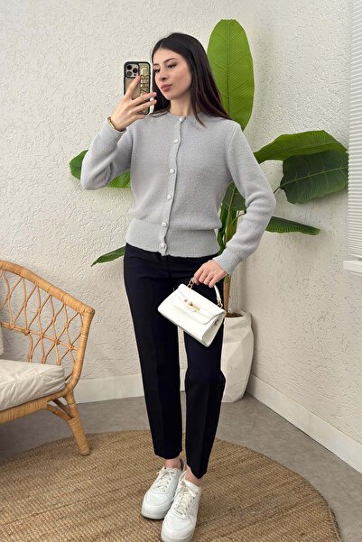 DPARİS Plush Knitwear Cardigan Gray
