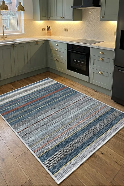 CENTER AVM Renkli Halı Mutfak Halısı Makinede Yıkanabilir Halı Kaymaz Taban Halı