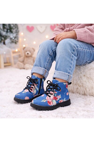 Superbaby Blue UNWORN boots - Flowers