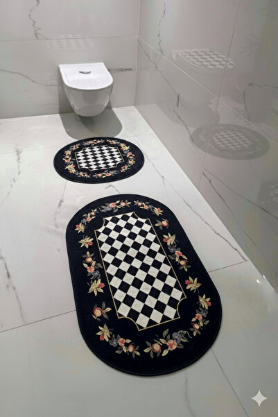 MyDecoRoom مجموعة سجادة حمام مزخرفة مضادة للحساسية وقابلة للغسل في الغسالة وم...