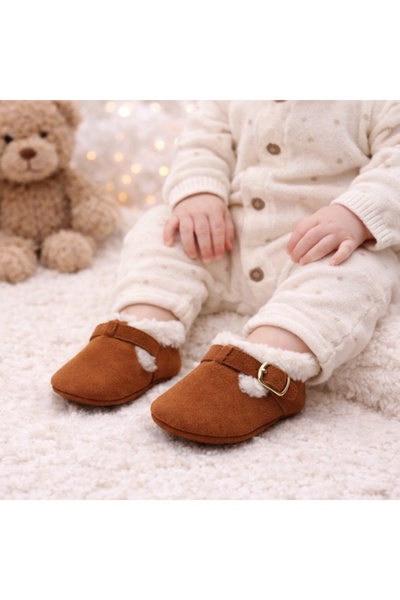 Superbaby Brown fur-lined shoes for girls - Lilly