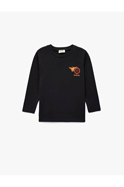 Koton Crew Neck Printed Anthracite Boy's Long Sleeve T-Shirt 6Wkb10376Tk