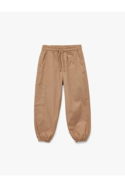 Koton Pantaloni maro pentru bebelusi, buzunar cargo piese, cu siret la talie ...